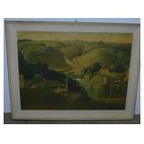 1930 Stone City Iowa print by Grant Wood, framed