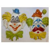 Two 1971 Sexton cast metal happy & sad clown wall