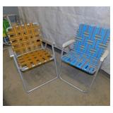 4 aluminum frame webbed folding lawn chairs -