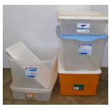 3 storage totes w/ lids - 2 totes, no lids