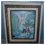 Victorian Guardian Angel print in antique ornate