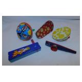 4 tin litho party noise makers including Kirchhof