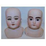 2 antique bisque Germany doll heads w/ teeth,