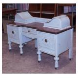Nice antique shabby chic walnut vanity dresser w/