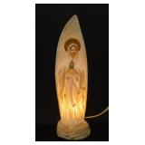 Vintage ceramic Virgin Mary table lamp, 9" tall -