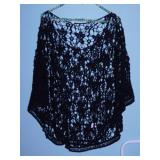 Crocheted poncho - Ladies sweater jacket w/ hood