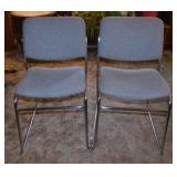 Pair of tweed upholstered stacking office chairs