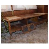 Oak & marble top coffee table, 58' x 20' x 15'
