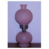 Lovely GWTW pink satin glass boudoir lamp in
