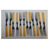 12 vintage steel 3 tine Granny fish forks with