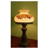 1970's hurricane lamp w/ glass chimney, 22' tall