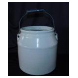 Antique crock w/ wire bail handle, 7.5' tall