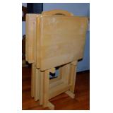 Set of 4 wooden TV trays in stand