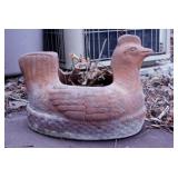 Terra cotta chicken planter - Cast iron fireplace