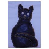 Antique stitched oil cloth black Halloween cat -