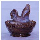 Vintage Imperial carmel slag glass rooster hen