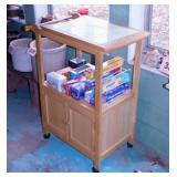 Tile top wood kitchen rolling island cart -