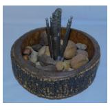 Vintage Ellwood Rusticware nut bowl w/ cracker &