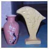 1940's McCoy Pottery fan vase - Cherry Blossom
