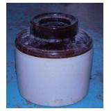 Antique crock canning jar filled w/ dirt, 6.75'
