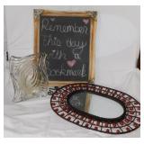 Metal & bead frame decorator mirror, 18' tall -