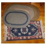6 oval braided rugs & 1 Asian hall runner