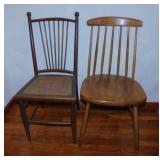 Antique cane bottom walnut spindle back chair -