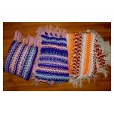 2 hand crocheted afghans - 1 pillow