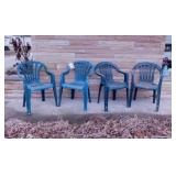 4 resin plastic stacking patio chairs