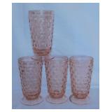 4 Indiana Whitehall Colony footed pink glass