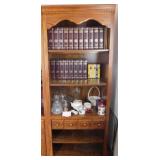 1980's oak finish bookcase storage unit,
