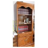 1980's oak finish bookcase storage unit,