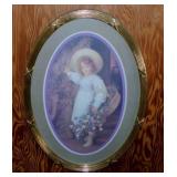 Homco print of young girl w/ flower basket, 15.5'