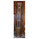 1970's lighted octagonal curio cabinet w/ glass