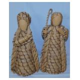 Woven raffia Holy Family Christmas figures,