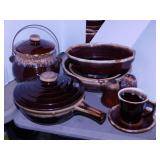 9 pcs. Monmouth & McCoy Pottery brown drip glaze