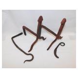 Pair antique hand wrought small fireplace