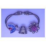 Signed Swarovski Austria crystal bee, flower &