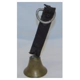Antique brass livestock bell on leather strap