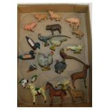 22 antique small farm animal toys, largest is
