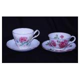 2 antique bone china teacups & saucers -