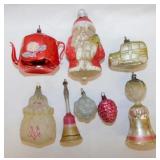 8 antique mercury glass Christmas tree ornaments