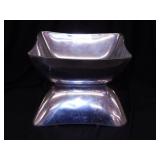2 square stainless serving bowls, 10" diam. -
