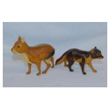 Antique wood carved fox & Patagonian Mara w/