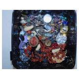 Stone bead necklace & costume jewelry earrings