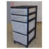 Plastic rolling 4 drawer storage cabinet unit,