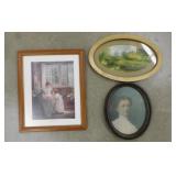 3 vintage framed prints, largest is 12" x 15.5"
