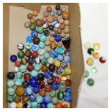 Vintage clay & swirl glass marbles, a few are