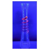 Mid Century vase w/ applied cadmium glass rigaree