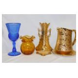 Edwin Knowles 22 K weeping gold pitcher w/ plate